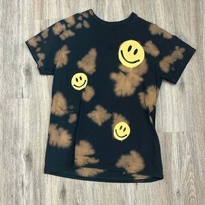 full tilt tie die shirt with smiley faces in the front